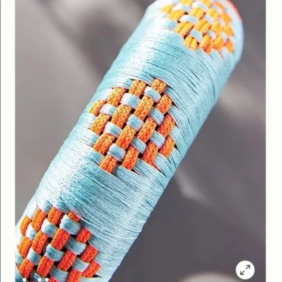 NWT  Anthropologie Patterned  Woven Bracelet Blue - Picture 3 of 4